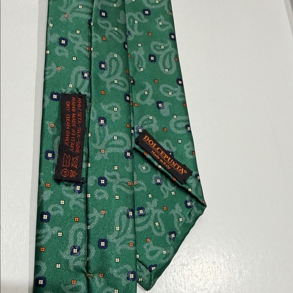 Dolcepunta Men's Full Tie Set - Blue, Green, Purple 100% silk made in Italy - Picture 6 of 13